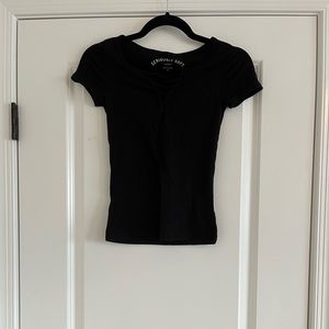 Aeropostale Seriously Soft Black Lace Up Top
